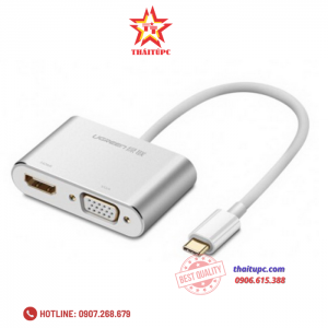 Cáp chuyển đổi USB type-C to HDMI và VGA chính hãng Ugreen 50317