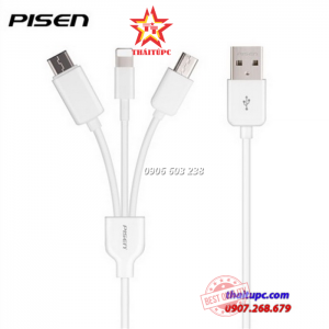PI SEN - Dây Cáp Sạc AP07-1200 3 in 1 Cổng Micro - Cổng Lightning - Cổng Type C - 1,2m