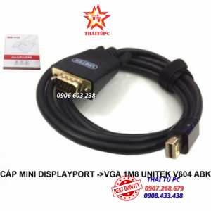 CÁP CHUYỂN MINI DISPLAYPORT SANG VGA 1M8 UNITEK V604 ABK