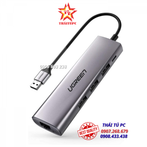Bộ chia USB 3.0 ra 3 cổng USB 3.0 + Lan 1000Mbps Ugreen 60812