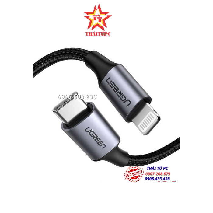 CÁP USB TYPEC SANG LIGHTNING DÂY VỎ BỆN DÀI 1M UGREEN 60759 CÁP USB TYPEC SANG LIGHTNING DÂY VỎ BỆN DÀI 1M UGREEN 60759