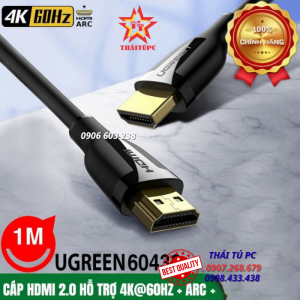 CÁP HDMI 2.0 UGREEN 60438 DÀI 1M HỖ TRỢ 4K@60HZ+ARC