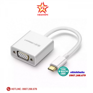 Cáp chuyển USB Type C to VGA Chính hãng Ugreen 50511 hỗ trợ Full HD
