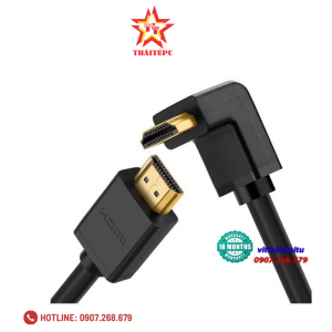 Cáp HDMI 1M Tròn, Bẻ Góc 90 Độ (Lên) Chính Hãng Ugreen UG 10120